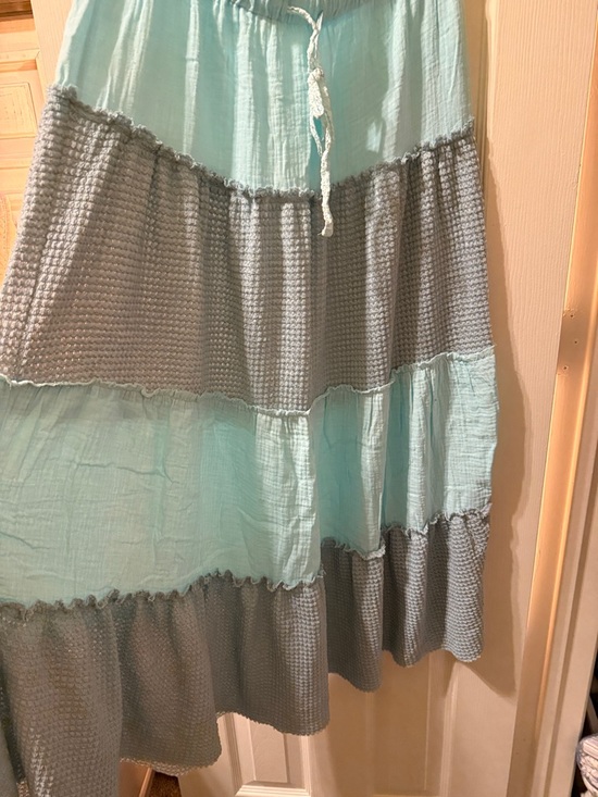 POL Aqua and Light Gray Tiered Maxi Skirt - Picture 5 of 6